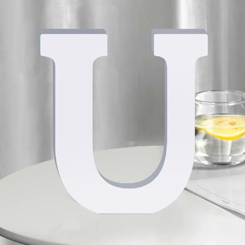 White Wooden Letters 8 Inch for Wall Decor,Large Unfinished Wood Letters for Home,Wooden Alphabet Letters for Crafts,Standing Garden Board or Room Name Signs DIY Carft (U) - color: U