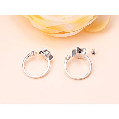 S925 Sterling Silver Star Cremation Urn Ring Always In My Heart Memorial Ashes Keepsakes Adjustable Open Thumb Finger Ring Memorial Day Jewelry for Women