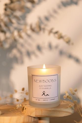 After Breast Surgery Gifts for Women, Breast Cancer Survivor Gifts, New Boobs Candle, Vanilla Scented Candle, Natural Soy Wax & Natural Essential Oils - color: New Boobs