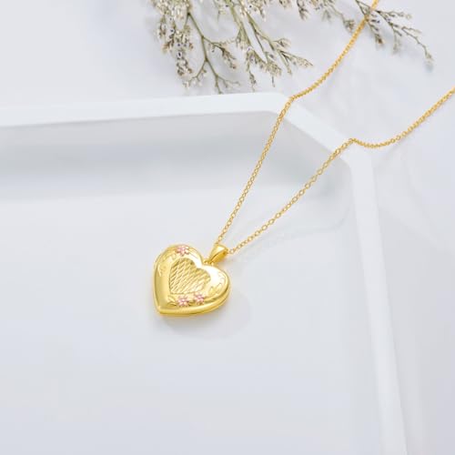 SOULMEET Sunflower/Rose/Daisy Heart Locket Necklace That Holds Pictures Keep Someone Near to You Sterling Silver/Gold Personalized Photo Locket Gift - style: E2-Gold diasy locket+photo