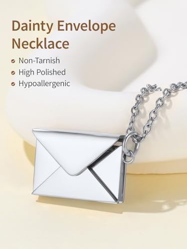 FindChic Locket Necklace for Women Custom Photo Memorial Gifts Multi-Shaped - color: Silver-Envelope