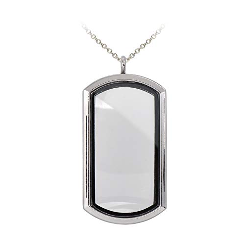Paialco Magnetic Rectangle Glass Window Floating Locket Pendant Necklace - color: White Gold