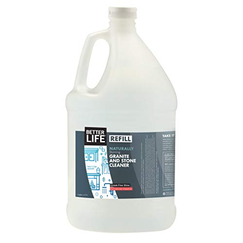 BETTER LIFE Granite Cleaner and Polish - Stone Countertop Cleaner for Marble, Quartz, Slate, Concrete Surfaces or Floors - Streak-Free Granite Stain Remover - 1 Gal Refill, Pomegranate & Grapefruit - size: 128 Fl Oz (Pack of 1)