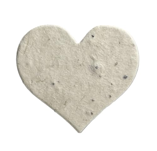 Of The Earth Handmade Paper - Small Heart Shape Seed Embedded Cotton Tags - 1.75" X 1.5" - Set of 50 (60s Natural Lotka) - color: 60s Natural Lotka