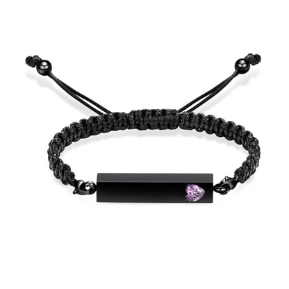 Hearbeingt Crystal Heart Cremation Jewelry Bar Urn Bracelet for Ashes - color: Black-Purple stone