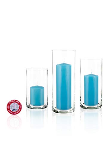 yummi Set of 36 Slim Pillars and Cylinder Vases - Caribbean Blue - color: Caribbean Blue