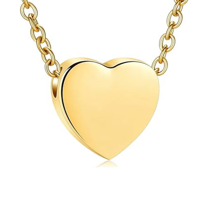 zeqingjw Glass Cremation Jewelry Necklace for Ashes Heart Memorial Lockets for Ashes Stainless Steel Keepsake Urn Ashes Pendants - color: Z-Gold Heart Urn Necklace
