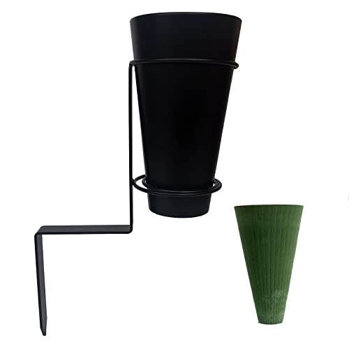 Metal Cemetery Flower Vase for Grave Cemetery Decorations for Grave Cemetery in Ground with Stakes and Floral Foam Blue - style: Outside Vase