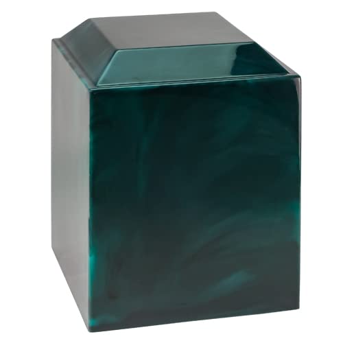 Magna Green Cultured Marble Urn - Adult Size - Cremation Urns for Human Ashes - Ground Burial, Home Memorial and Funeral - color: Green