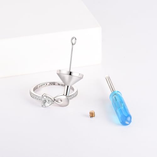 Fookduoduo Infinity Cremation Ring for Ashes - 925 Sterling Silver Cremation Urn Jewelry I Carry You with me Memorial Keepsake Locket Rings for Human/Pet Ash - style: write CZ