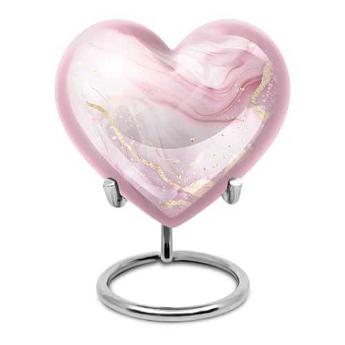 Blush Pink Heart Urn for Human Ashes - color: Blush Pink Heart, size: 3 Inch - Pack of 1