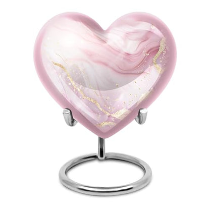 Blush Pink Heart Urn for Human Ashes - color: Blush Pink Heart, size: 3 Inch - Pack of 1