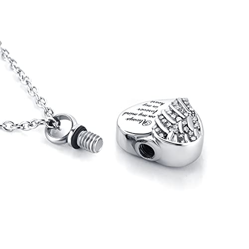 Guardian Angel Wings Cremation Jewelry for Ashes Heart Crystal Urn Necklaces for Ashes Memorial Keepsake Necklace Always on Mind Forever in My Heart - style: Uncle