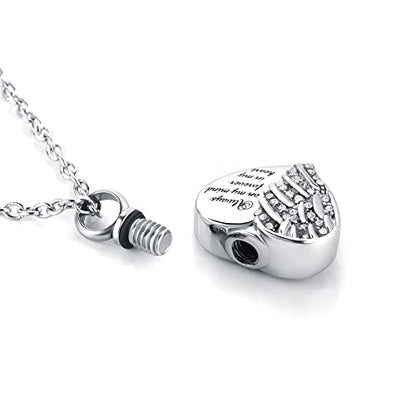 Guardian Angel Wings Cremation Jewelry for Ashes Heart Crystal Urn Necklaces for Ashes Memorial Keepsake Necklace Always on Mind Forever in My Heart - style: Uncle