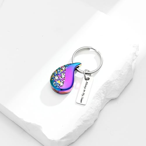 zeqingjw Cremation Jewelry Teardrop Urn Keychain for Ashes Tree of Life Urn Ashes Cremation Memorial Keepsake Keychain - color: Colorful