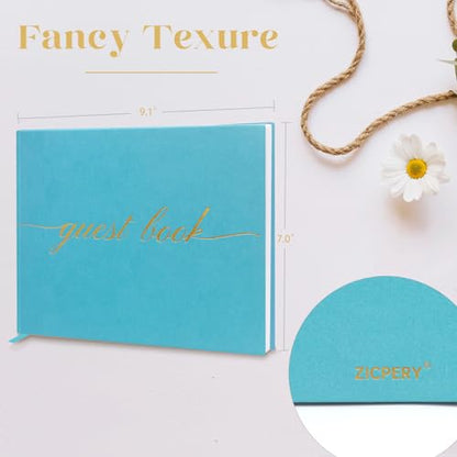Elegant Wedding Guest Book - Perfect for Wedding Receptions, Baby Showers, Birthdays and Special Events - Polaroid Guest Book with 110 Lined Pages for Sign-In and Photos -Hardcover (Ocean Blue) - color: Ocean Blue