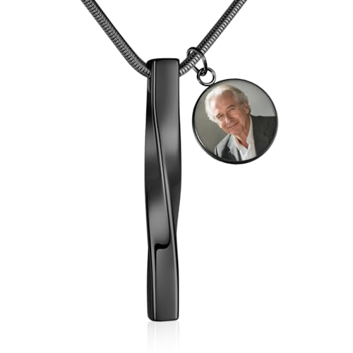 SOITIS Urn Necklaces for Ashes Cremation Jewelry Twist Necklace for Ashes Stainless Steel Urn Pendant for Women Men Jewelry for Ash Memorial Keepsake - color: Black-Custom