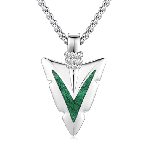 Arrowhead Necklace 925 Sterling Silver Arrow Pendant Necklace Jewelry Gifts for Men Women Lover - color: Silver-A02