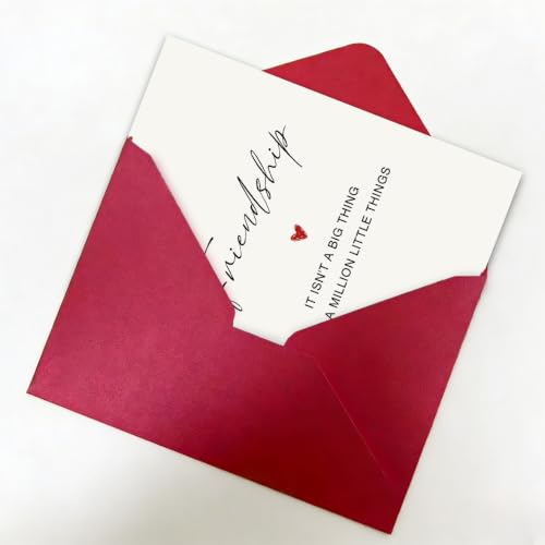 Friendship Card, Best Friend Card for Women, Thinking of You Card for Friend, Friendship Gift for Bestie, with Red Envelope and Gold Seal Sticker, Blank Inside, 5 x 7 Inches - color: BT-463