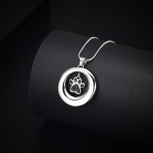 Dog Paws Cremation Jewelry Pet/Cat/Dog Paws Urn Necklaces for Ashes Stainless Steel Pet Ashes Holder Memorial Keepsakes Locket Pendant Jewelry for Men Women - color: Silver
