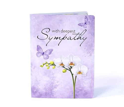 CUTPOPUP Sympathy Pop Up Card, 3D Orchid Flower Condolence Card, With Deepest Sympathy Bereavement Card for Loss of Loved One, Mom, Dad, Pet SD293US - color: Sympathy Orchid-6x8in