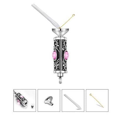 XIUDA Crystal Cremation Urn Necklace for Ashes Keepsake Stainless Steel Memorial Pendant with Flower - color: Light Purple