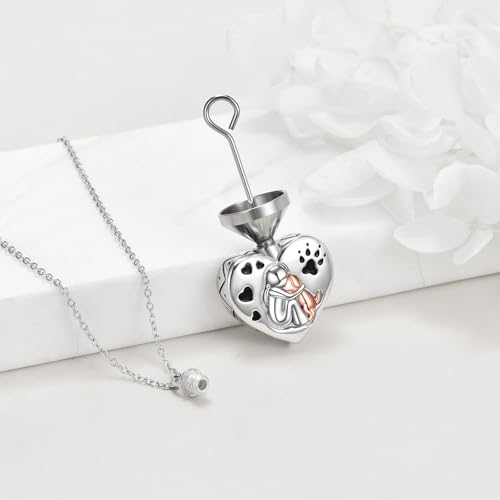 Dog/Turtle/Cross/Lotus/Tree of Life Urn Necklace for Ashes Heart Cremation Paw Pendant Jewelry Dogs Lover Memorial Gifts for Women - color: Silver-Dog Cremation Jewelry