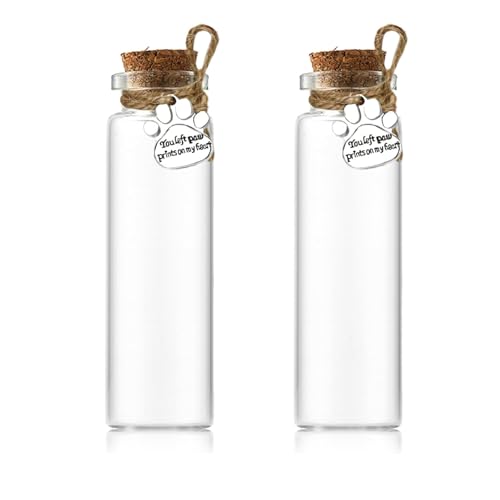 2Pcs Hair Locket Keepsake for Pet Glass Vial for Ashes or Hair Cat Jar Pet Memorial Keepsakes Dog Fur Memorial Bottle Lock of Hair Vials with Corks for Pet Loss - color: 2 PACK