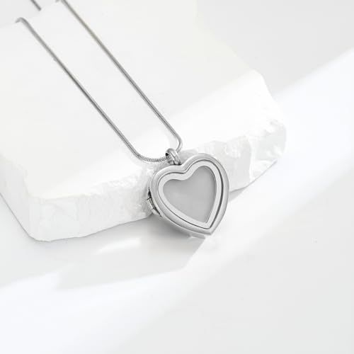 zeqingjw Glass Cremation Jewelry - Round Heart Memorial Urn Necklace for Ashes of Loved One - Stainless Steel Human Pet Dog Cat Keepsake Urn Pendant - color: Heart-Customize-A