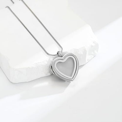 zeqingjw Glass Cremation Jewelry - Round Heart Memorial Urn Necklace for Ashes of Loved One - Stainless Steel Human Pet Dog Cat Keepsake Urn Pendant - color: Heart-Customize-A