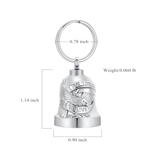 Eagle Love Cremation Keychain Bell Urn Necklaces for Ashes Keepsake Ash Pendant Memorial Urn Keychain Jewelry - color: B-silver