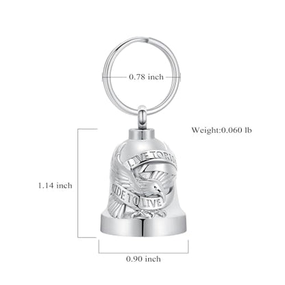 Eagle Love Cremation Keychain Bell Urn Necklaces for Ashes Keepsake Ash Pendant Memorial Urn Keychain Jewelry - color: B-silver