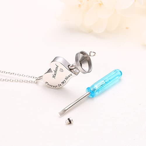 Ladytree 925 Sterling Silver Cremation Urn Necklace for Ashes - style: Husband