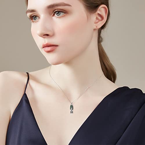 Sterling Silver Tree of Life Urn Necklace for Ashes Owl Necklace Pendant Charm for Women Memorial Gifts Keepsake Always in My Heart Memory Necklace Jewelry - style: Green Bar Tree of Life