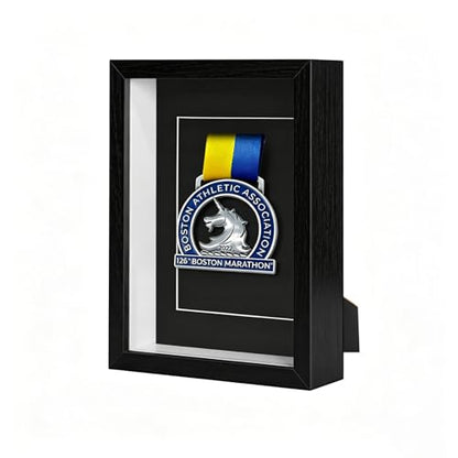 Medal Display Box, 5x7 Inch Shadow Box Frame with HD Glass Panels, Medal Organizer for Hanging or Desktop in Marathons, Swimming, Learning and Military Affairs (Black, 1 Pack) - size: 1 Pack