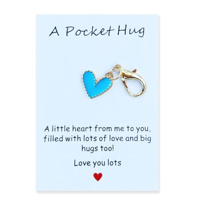 YOJO Pocket Hug Keychain, Love Keychain with Positive Affirmation Card, Emotional Support, Inspirational Gift - color: Blue