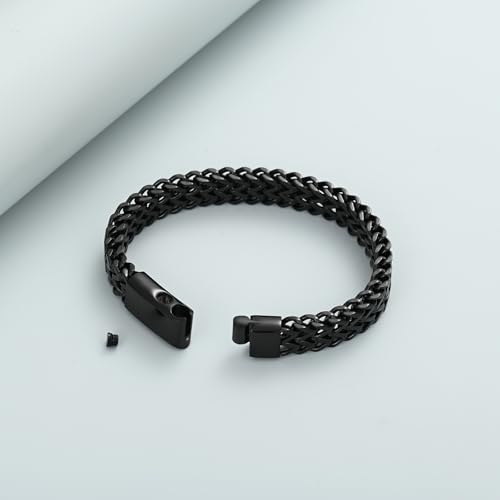 shajwo Cremation Jewelry Urn Bracelet for Human Ashes | Stainless Steel Memorial Keepsake Bracelet,Double Franco Link Bracelet for Women Men - color: Black 24cm