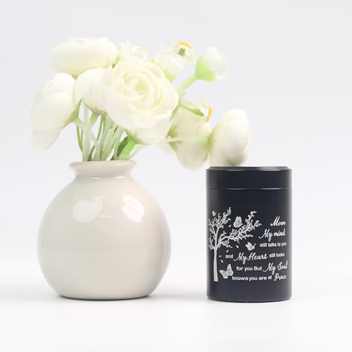 3 Inch Small Urn for Human Ashes Aluminum Mini Cremation Small Keepsake Box for Sharing Ashes Mini Urn-Mom - size: Black-Mom