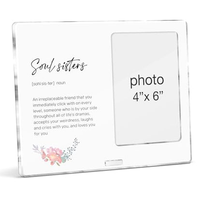 Soul Sisters Picture Frame Gifts for Sister Besties Best Friend Birthday Christmas, Soul Sisters Definition Acrylic Photo Frames, Photo 4 x 6 Inches - color: D-Soul Sisters