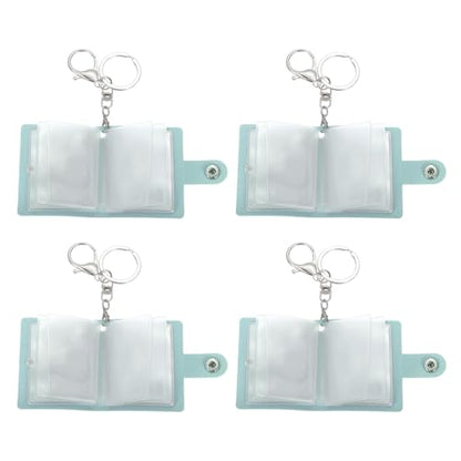 uxcell Mini Photo Keychain DIY Small Memory Key Ring Picture Book for Family - color: Blue