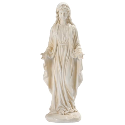 Virgin Mary Statue Outdoor, 15 inch Angel Statue, Religious Garden Statue | Blessed Mother Sculpture for Garden, Mother Mary Statue for Patio Home Yard Decor - color: White