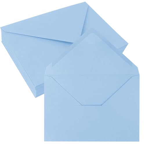 50 Pack 5x7 Envelopes, Blue A7 Gummed Envelopes | 5.4"X7.6" Fits 5x7 Cards, 100 lb/150 gsm Paper, Moisture-Seal, Smooth Printing, for Invitations, Photos, Crafts & More - color: Blue, size: 5x7