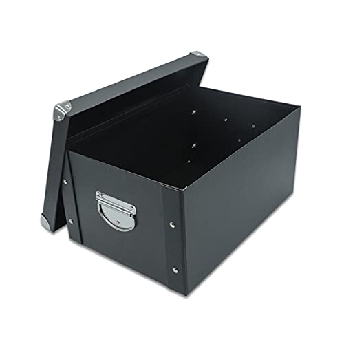 GUOZI Collapsible Storage Box, Decorative Memory Box with Lid & Metal Reinforced Corners, Cardboard File Bin with Handles, Organizer Gift Box for Keepsake Toy Photos Office Nursery Wardrobe Bookshelf | Reinforced metal corners. Easy-grip handles. Storage