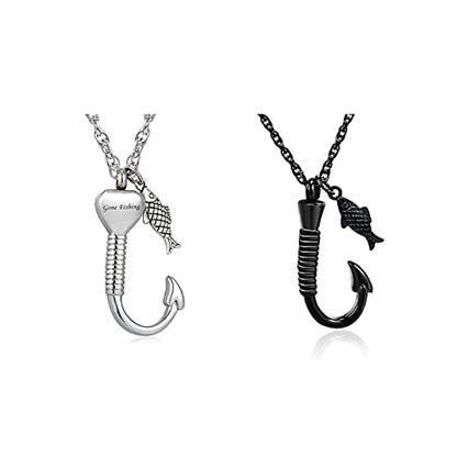 Gredstar Fishing in Heaven Cremation Jewelry & Fishin hook Cremation Urn Necklace for Ashes