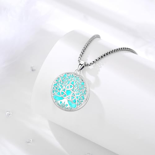 Sterling Silver Tree of Life Necklace for Women Oval Family Tree Necklace Abalone Shell Moonstone Pendant Mother Day Necklace for Mom Tree of Life Jewelry - style: Tree of Life-Locket Necklace