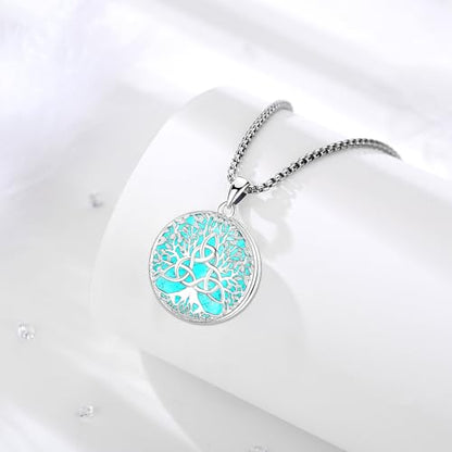 Sterling Silver Tree of Life Necklace for Women Oval Family Tree Necklace Abalone Shell Moonstone Pendant Mother Day Necklace for Mom Tree of Life Jewelry - style: Tree of Life-Locket Necklace
