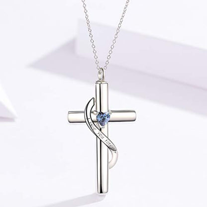 SOULMEET Cremation Jewelry for Ashes, Sterling Silver Urn Necklace for Ashes Women Men, Cherish Memories Cremation Jewelry to Keep Someone Near to You - color: E-White Gold Blue Cross