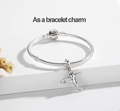 S925 Sterling Silver Urn Charm for Ashes for Women fit Pandora Bracelet and Necklace Jewelry, Memorial Keepsake Gifts Jewelry - style: hummingbird design