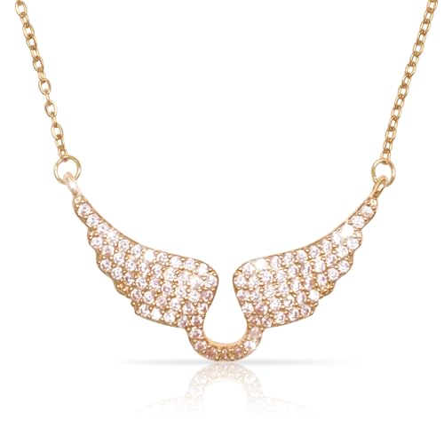 Bow Heart Pendent Pendant Necklace for Women White Crystal Necklace Dainty Silver Plated Necklace Bow Jewelry with Zirconia, Heart Choker Necklaces for Her Gifts - style: Golden wings