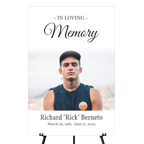 Memorial Sign, In Loving Memory Celebration of Life Display With Easel, Personalized Photo Funeral Board Decoration, Custom Forever Loved Signage With Picture, Multiple Size & Material, IA13 - color: Theme 13